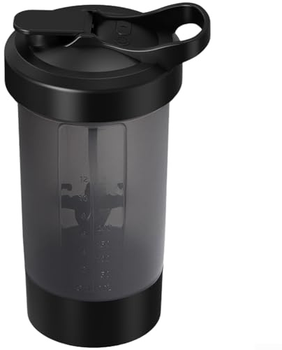 600 ml wiederaufladbare elektrische Shaker-Flasche mit zuverlässiger Mischleistung und integriertem Fach für Nahrungsergänzungsmittel (schwarz)