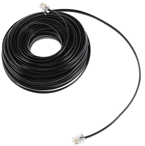 TEMPNAP Cavo Telefonico Rj11 6P4C 20 Metri Nero Prolunga 4 Fili per Telefono e Modem Uso Domestico e Professionale