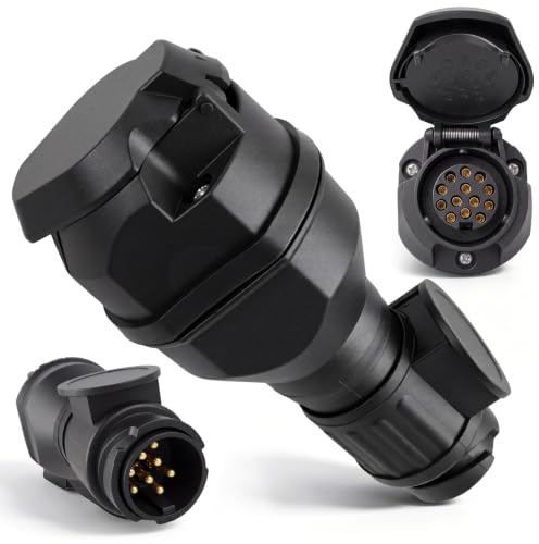 Anhängerstecker 13 Polig Adapter, 13 Polig auf 13 Polig Anhänger Adapter | LED Adapter 12V 13 Poliger Hänger Stecker Canbus Kompatibel Wasserfester Dichtung ISO 11446 für PKW LKW RV Boot Anhänger