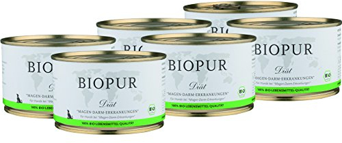 Bio Diät-Hundefutter bei Magen-Darm-Erkrankungen für Hunde 6x400g in 100% Bio-Lebensmittelqualität Premium Nassfutter