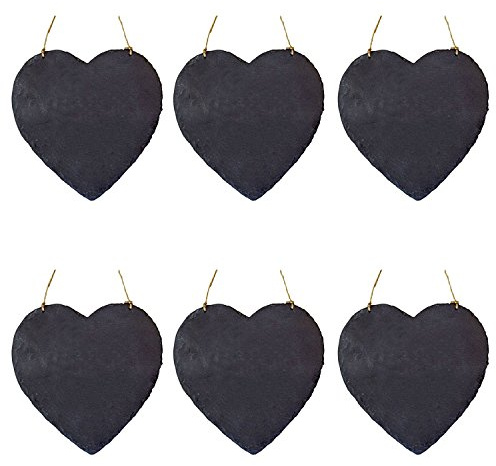 Nicola Spring - Slate Heart Hanging Notice Boards - 24.5 x 24.5cm - Natural - Pack of 6