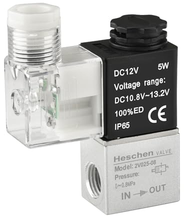 Heschen Electrical Pneumatic Solenoid Valve 2V025-08 12VDC PT1/4 2/2 Way Normally Closed