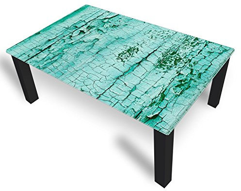 DekoGlas Couchtisch 'Farbe Türkis' Glastisch Beistelltisch für Wohnzimmer, Motiv Kaffee-Tisch 120x75 cm in Schwarz oder Weiß