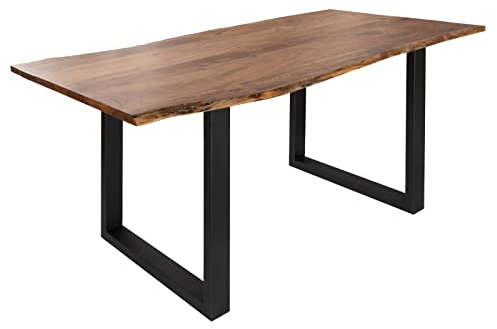 MASSIVMOEBEL24.DE | Freeform 3 - Baumtisch aus Akazienholz - Natur | + U-Beine in matt anthrazit | 160x90x76 | Massivholztisch Baumkantentisch Esstisch