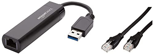 Amazon Basics - Adattatore di rete da USB 3.0 a Gigabit Ethernet 10/100/1000 & Cavo patch Ethernet di Cat6 con connettori RJ45, 3 m