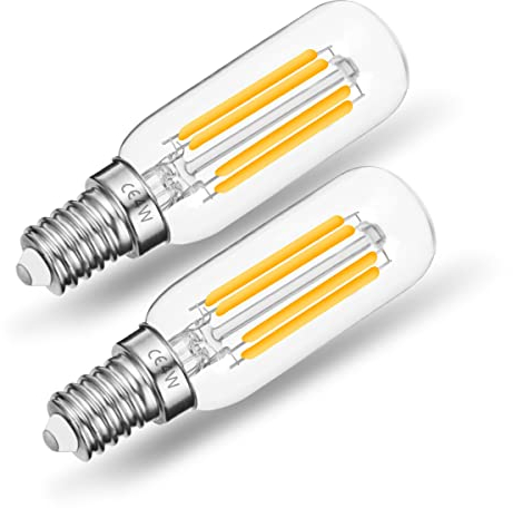 Fulighture Glühbirne E14,Filament Lampe,4 Watt Ersetzt 40 Watt,2700 Kelvin Warmweiß,400 Lumen,Edison Glühbirne Ideal für Kabinett,Kühlschrank,Kronleuchte und Wandlampe,Nicht Dimmbar,2er Pack