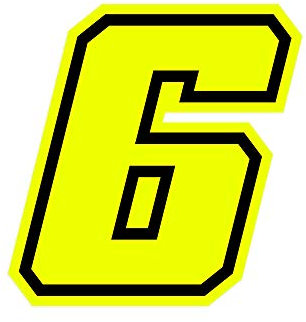 4R Quattroerre.it 13386 Numero Racing 6 Moto GP, Giallo Fluo, 10 x 10 cm