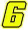4R Quattroerre.it 13386 Numero Racing 6 Moto GP, Giallo Fluo, 10 x 10 cm