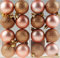 BWG Rose Gold Christmas Tree Baubles Decorations - Set of 16, 5cm Round Baubles - Modern Style - Plastic & Glass - Christmas Occasion