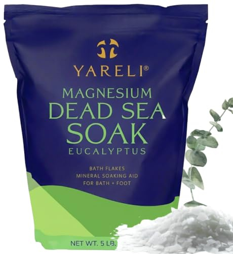 Yareli Döda havsbad & fotblök, eukalyptus magnesiumbad saltflingor, starkt alternativ till epsom salt 5 pund