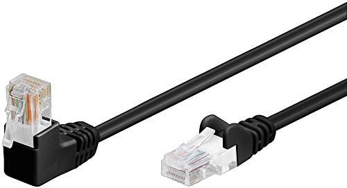 electrosmart RJ45 CAT 5e Ethernet Cable Straight to 90 Degree Right Angled Connector (2m, Black)
