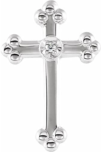 14k White Gold Cross Lapel Diamond Pin (9x14mm) Fine Jewelry for Women Gifts for Her