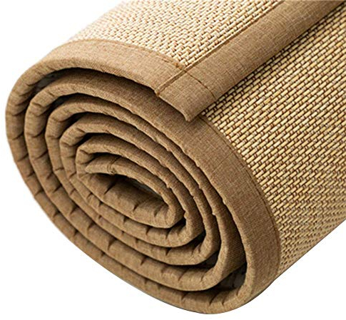 Bambus Teppich, natürliche geflochtene rutschfeste atmungsaktive Bodenmatte Teezimmer Teppiche Balkon Spielmatten, 16 mm dick, anpassbar (Farbe: natürlich, Größe: 140x200cm)