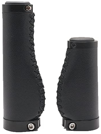 BBxunsless Fahrradgriffe, 135/95 mm lang/kurz, rutschfest, PVC-Mikrofaser, Leder, ergonomisch, handgenäht, lässig, Retro, Doppelverriegelung, Lenkhebel für MTB, Rennrad (Schwarz-B)
