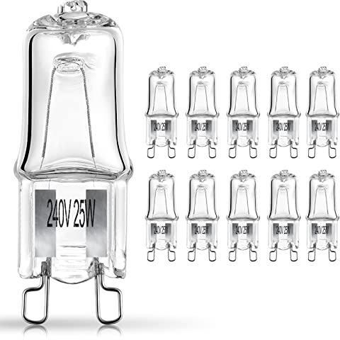 NOTSEK 10 Pack G9 Halogen Wax Burner Bulbs - 230V 25W 2700K-3500K Warm White Light Dimmable for Plug-in Melt Burners, Lamps, Oven