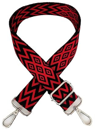 Boho Verstellbar Schulterriemen für Taschen 3.8cm Mehrfarbiger Breiter Taschengurt Schultergurt für Damen und Herren Verstellbar Riemen Taschenhenkel Umhängegurt für Taschen Handtaschen,Rot Schwarz