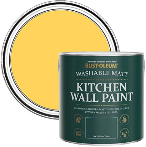 Rust-Oleum Peinture Jaune Lessivable pour Murs de Cuisine, Finition Mate - Gelée de Citron 2.5L