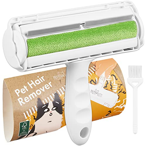 PRETTY KITTY Fusselrolle Tierhaare: Tierhaarentferner Bürste für Sofa, Teppich, Kleidung – Katzenhaarentferner Bürste, Hundehaare entfernen Roller, baldrian Kissen für Katzen