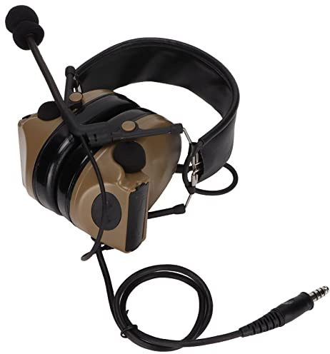 Septpenta Taktisches Headset für GP88 GP300 GP3688 DEP450 EP450, mit Clip Zum Aufhängen An Der Kleidung Oder Am Gürtel, Silikon Ohrschützer, 7,1MM Stecker Geräuschunterdrückung Militär Headset(Braun)