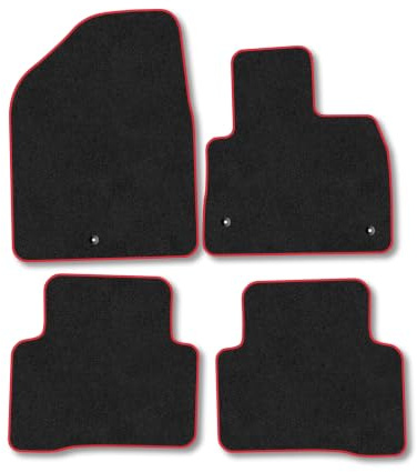 Hyundai Santa Fe (2012-2018) Carpet Car Mats | Red Edge Trim Tailored Fit Floor Mats Full Coverage Protection Accessories Easy Clean Anti Slip Made in the UK