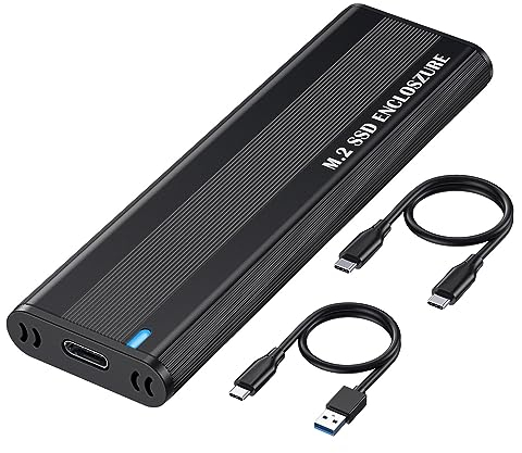 SHUBEIEUMI Boîtier SSD M.2 NVME, 10Gbps USB C 3.1 Gen 2 Boîtier Disque Dur SSD M.2 NVME SATA, pour M.2 PCIe NVME M-Key 2242/2260/2280 SSD/UASP-Trim, Câbles Inclus
