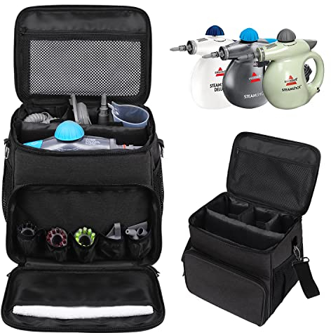 Keureedg Carry Case Compatible with Bissell SteamShot Hard Surface Steam Cleaner 39N7V/39N7A, Adjustable Compartments Steam Cleaner Storage Bag with Extra Pockets for Accessories