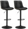VASAGLE Barhocker 2er Set, Barstühle höhenverstellbar, drehbare Küchenhocker, gesteppter PU-Bezug, mit Rückenlehne und Fußstütze, Esszimmer, Theke, Stahl, tintenschwarz LJB095B01