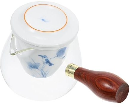 BESTonZON 1 Jeu Service à Thé Thé Noir Sachet De Thé Théière Pichet à Thé en Verre Théière Japonaise en Verre Théière Clair Eau Un Verre en Bois Distributeur De Boissons Faire du Thé