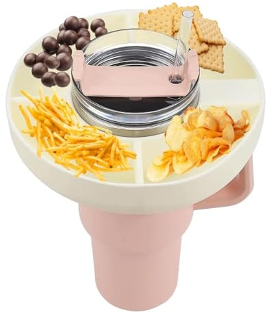 Stanley Cup Compatible Snack Tray - 40 oz Reusable Bowl with Handle, White
