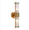 NICRX Messing Gold Kristall Wandleuchte,Kristallglas Licht & Gold Sockel Wandlampe,Wandleuchte Innen für Wohnzimmer,Badezimmer (2-flammig)