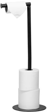 Addis Free-standing Toilet Loo Roll holder metal bathroom pedestal dispenser stand, holds up to 5 paper rolls, Black