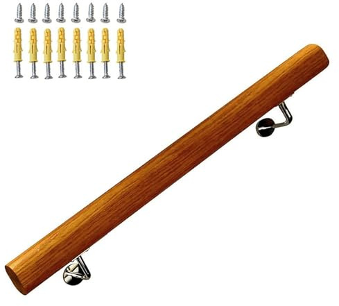 Pasamanos de madera para escaleras interiores Pasamanos de escalera de pared para el hogar, baño, pasillo, terraza, barandillas de escaleras con soportes de acero inoxidable, pasamanos ( Size : 60cm )