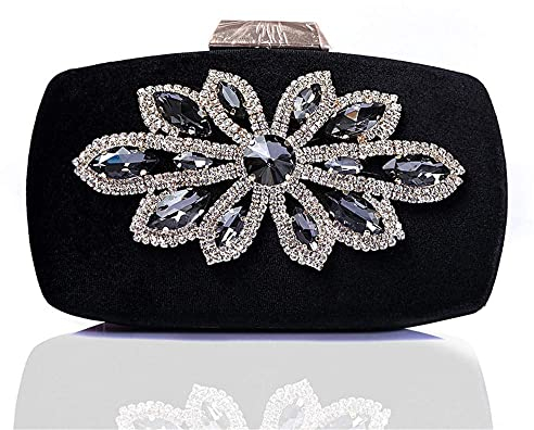 RajoNN Damen-Handtasche, Abendtasche, Abendtasche, klein/Mikro-Umhängetasche, Schultertasche, Party, Abschlussball, Clutch, Abendtasche (schwarz)