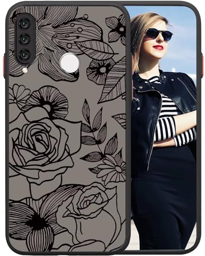 POUHYE Cover per Huawei P30 Lite Custodia, Case Protettiva Antiurto Silicone Morbido, Indietro PC Traslucido Opaco Antigraffio, Protezione Completa Fotocamera, 3D Rose Pattern Print Design