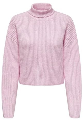 ONLY Onlmelanie L/S Pull à col roulé KNT Tricot, Rose, XL Femme