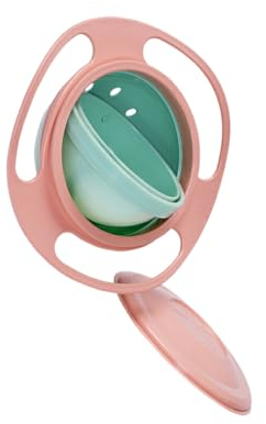 Susiodeu Bol Gyroscopique Innovant - Expérience Culinaire Sans Déversement, Bord Rond PP, Rotatif Pratique, Rose Clair