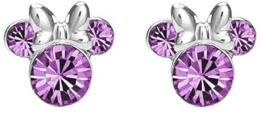 Kaguyo Minnie Maus Ohrringe, 925 Sterling Silber Amethyst weiß Blau rosa Kristall Mickey Maus Ohrstecker für Frauen Mädchen, Geburtstagsgeschenk (Amethyst)