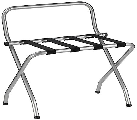 IDIMEX Porte-Valise Suite en métal Gris, Support-Bagages Accessoire de Chambre hôtel pour Sac de Voyage et Valise, Support Valise Pliable avec 1 Barre de Protection Murale
