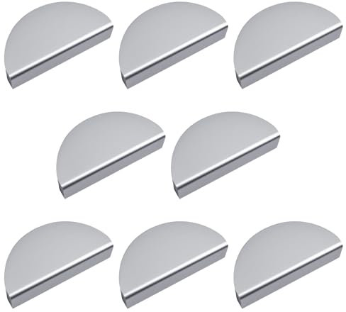 INCREWAY 8PCS Half Moon Drawer Pulls Aluminum Alloy Cabinet Pulls Semicircle Knobs Decorative Door Knobs (Silver Gray)