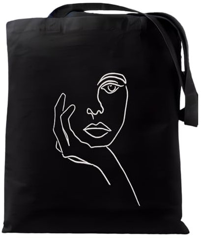 Hole Gadget Tote Bag Aesthetic Schwarz bestickt Einkaufstasche aus 100% natürlicher Baumwolle für Damen Einkaufstasche aus Segeltuch Ideal für Universität, Bücher, Einkäufe aus strapazierfähigem