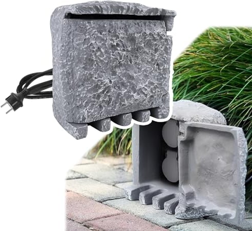 FIVMEN Gartensteckdose Steckdose Steinoptik Aussensteckdose Wasserdicht mit Verlängerungskabel 1,5m, 4 Schutzkontakt Außensteckdose Mehrfachsteckdose IP44