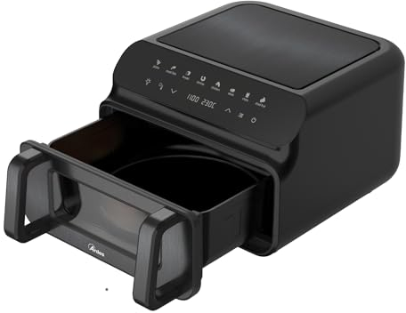 Ardes ARFRYA09GP FRIGGISANA GRILL Capienza 10 Litri XXL Friggitrice ad Aria e Grill BBQ con Doppia Resistenza Grande Finestra e Luce Interna Forno Multifunzione con Display Digitale e Timer