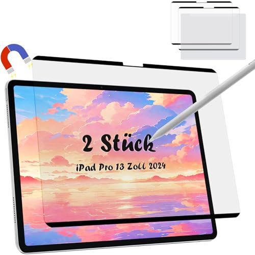 Mamol 2 Stück Magnet Papier Schutzfolie für iPad Pro 13 Zoll M5/M4 (2025/2024), Matt Displayschutzfolie, Papier folie Schutzfolie Schreiben und Zeichnen, Blendfreiem Feel Film PET Screen Protector