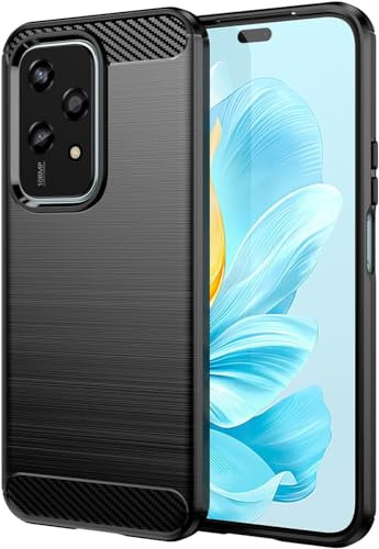Effcotuo Custodia per Honor 200 Lite Cover [Fibra di Carbonio] Morbido TPU Custodia Protezione Anti Scivolo/Antiurto per Honor 200 Lite-Nero