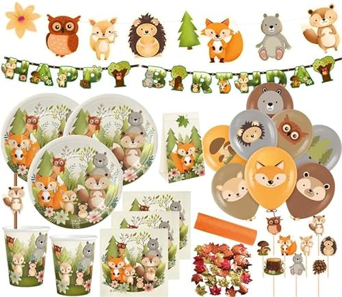 XXL Tiere im Wald 61 Teile Party Deko Set 6 Personen