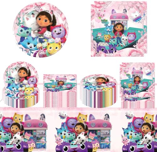 Ptydecta Vaisselle Anniversaire,Ensemble D'anniversaire,Decoration Anniversaire Assiettes Serviettes Nappes,Idéal pour 20 Personnes