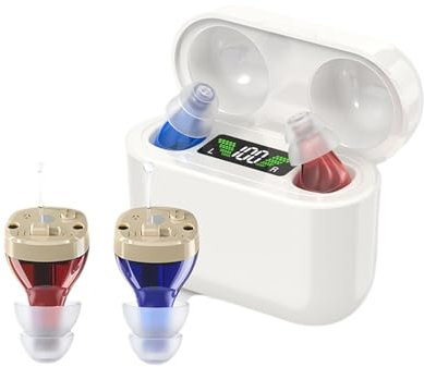 LEFAY Mini digital Rechargeable Sound amplifier - Digital Personal Pair in-Ear with Superior Sounds Quality, Intelligent Sound Reduction, Power Display(White)