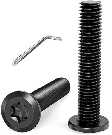 Dayalo 10 Stück M8 x 40 Schrauben, Flachkopfschrauben, Torx Schrauben, Edelstahl A2 V2A Vollgewinde, Schwarzes Oxid, mit Torx Schlüssel