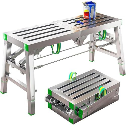 XBDLYQBD Arbeitsbühne klappbare, Arbeitsplattform, Tragkraft 400Kg – Tragbare, Gerüst Höhenverstellbar, Aluminium Tritthocker, Mehrzweckleiter