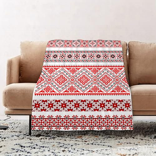 EOMKSE Kuscheldecke Flauschig Decke - weiche warme Fleecedecke 100x130cm als Decke Sofa,Kunst, traditionelle ukrainische Grenzen Rahmen Ornamente altmodische kulture,Wohndecke oder Couchdecke überwurf